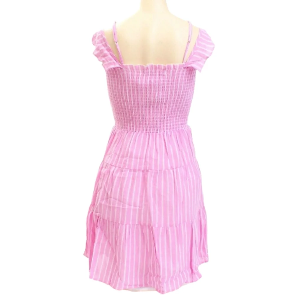 Romeo & Juliet Couture Pink & White Tiered Smocked Dress Sz M - Picture 3 of 5